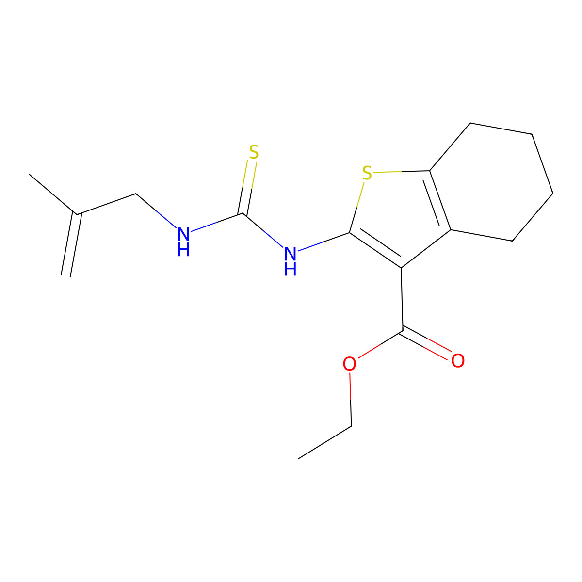 Ethyl 2-{[(2-methylprop-2-en-1-yl)carbamothioyl]amino}-4,5,6,7-tetrahydro-1-benzothiophene-3-carboxylate molecular structure, CAS 316359-82-7