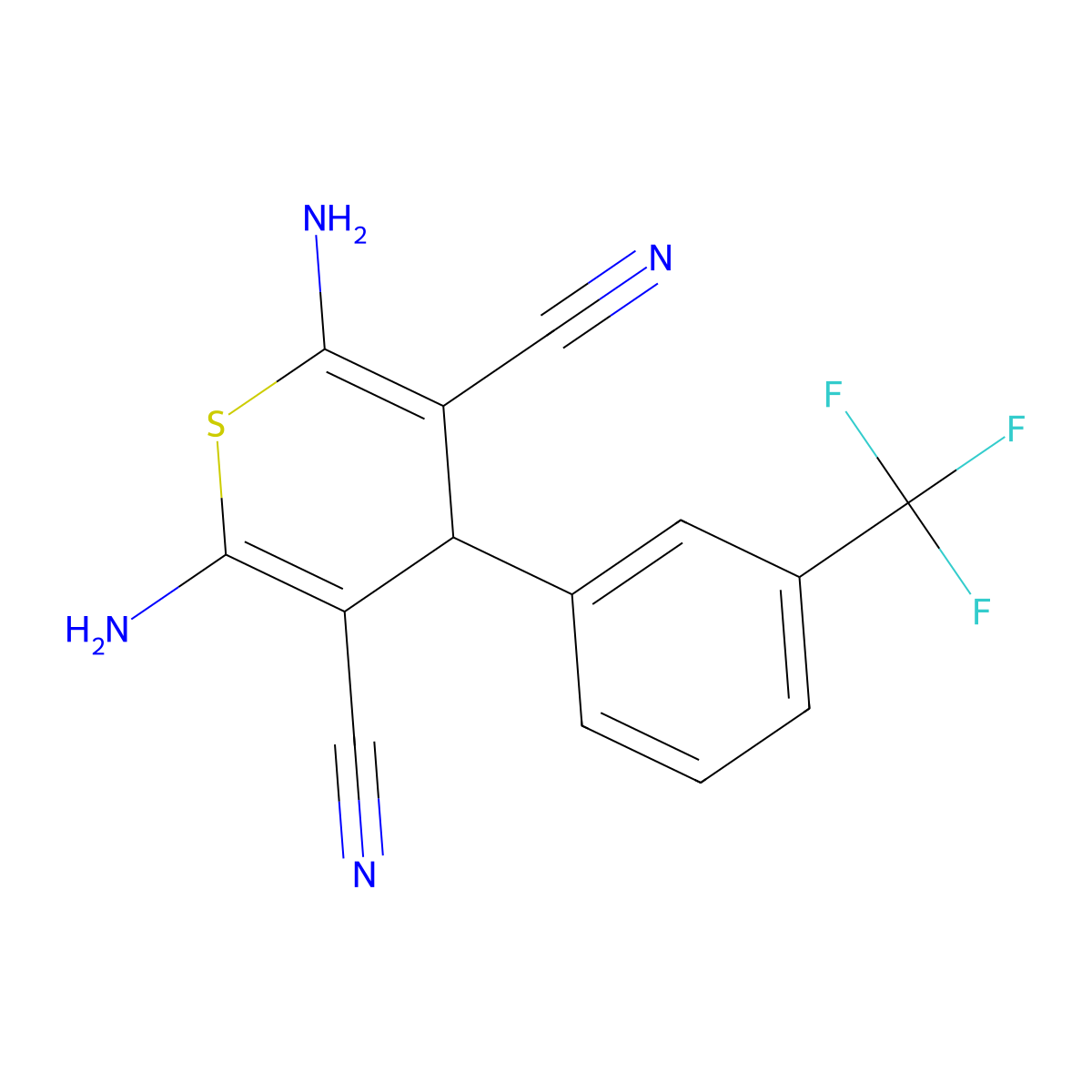 2,6-diamino-4-[3-(trifluoromethyl)phenyl]-4H-thiopyran-3,5-dicarbonitrile molecular structure, CAS 316359-86-1