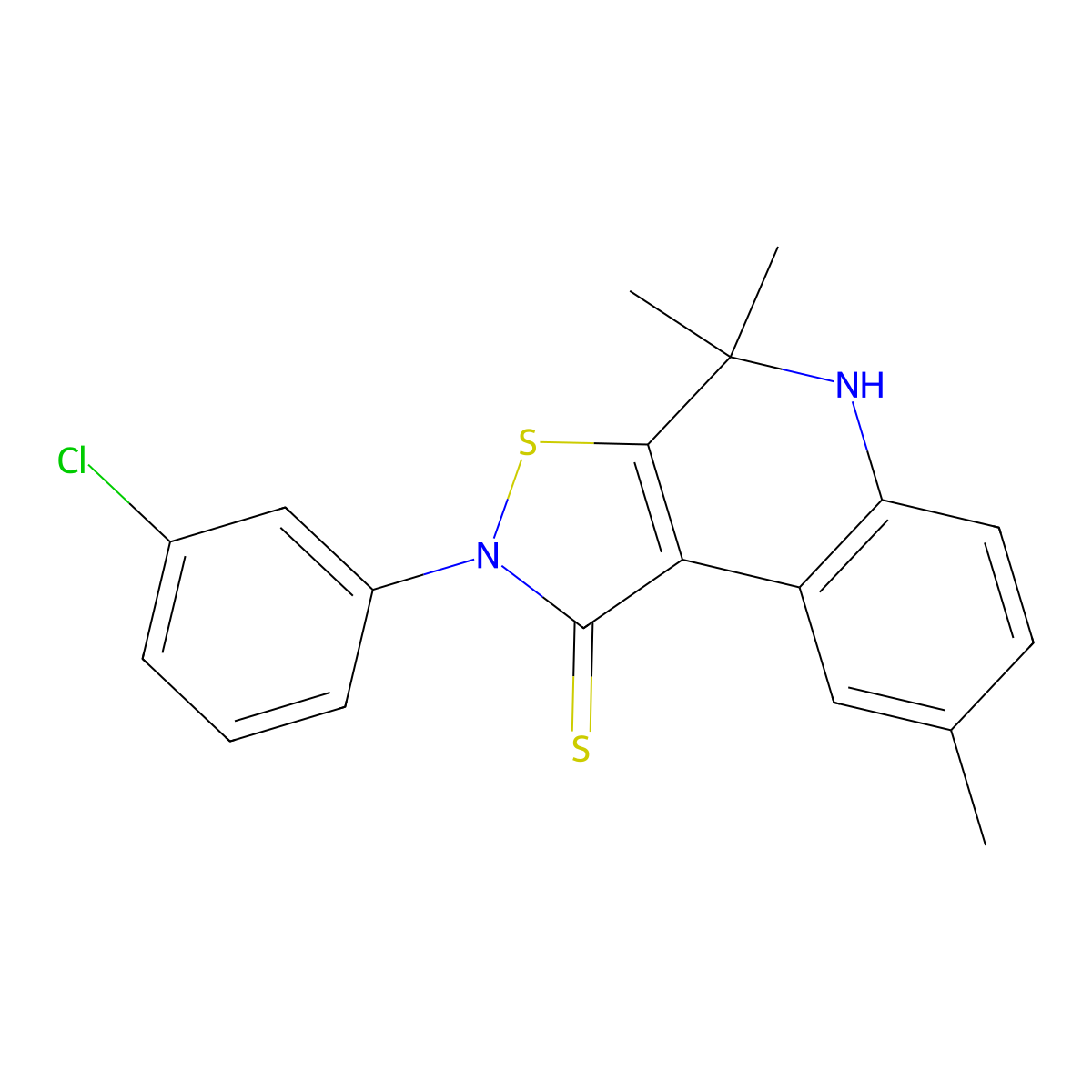 2-(3-chlorophenyl)-4,4,8-trimethyl-4,5-dihydroisothiazolo[5,4-c]quinoline-1(2H)-thione molecular structure, CAS 316360-01-7
