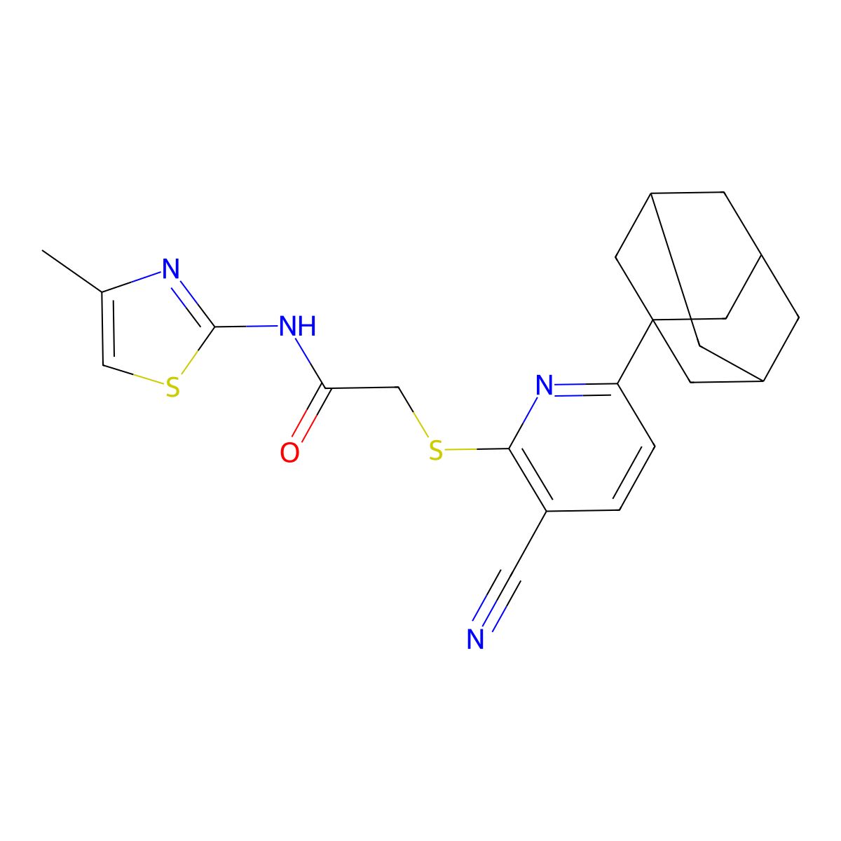 2-{[6-(1-adamantyl)-3-cyano-2-pyridinyl]sulfanyl}-N-(4-methyl-1,3-thiazol-2-yl)acetamide molecular structure, CAS 316360-76-6