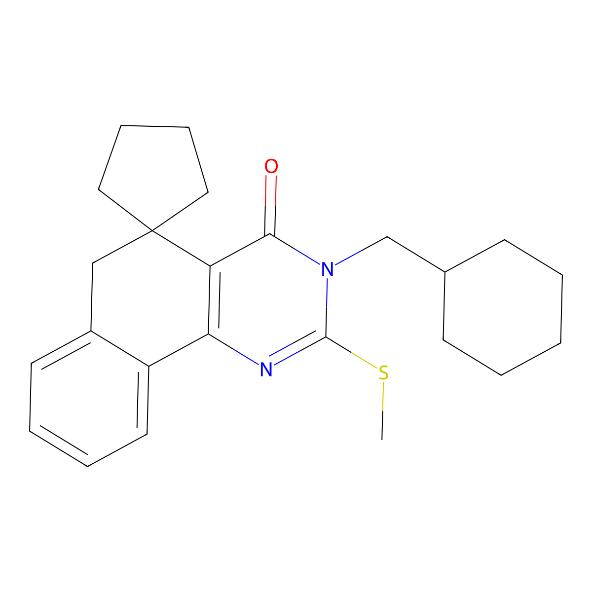 3-(cyclohexylmethyl)-2-methylsulfanylspiro[6H-benzo[h]quinazoline-5,1'-cyclopentane]-4-one molecular structure, CAS 316360-80-2