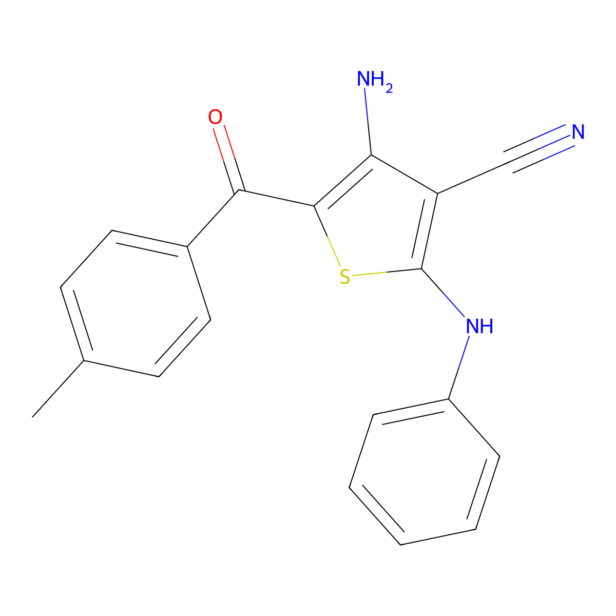 4-Amino-2-anilino-5-(4-methylbenzoyl)thiophene-3-carbonitrile molecular structure, CAS 316361-04-3