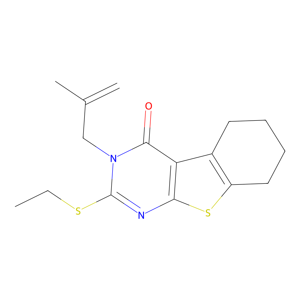 2-Ethylsulfanyl-3-(2-methylprop-2-enyl)-5,6,7,8-tetrahydro-[1]benzothiolo[2,3-d]pyrimidin-4-one molecular structure, CAS 316361-11-2