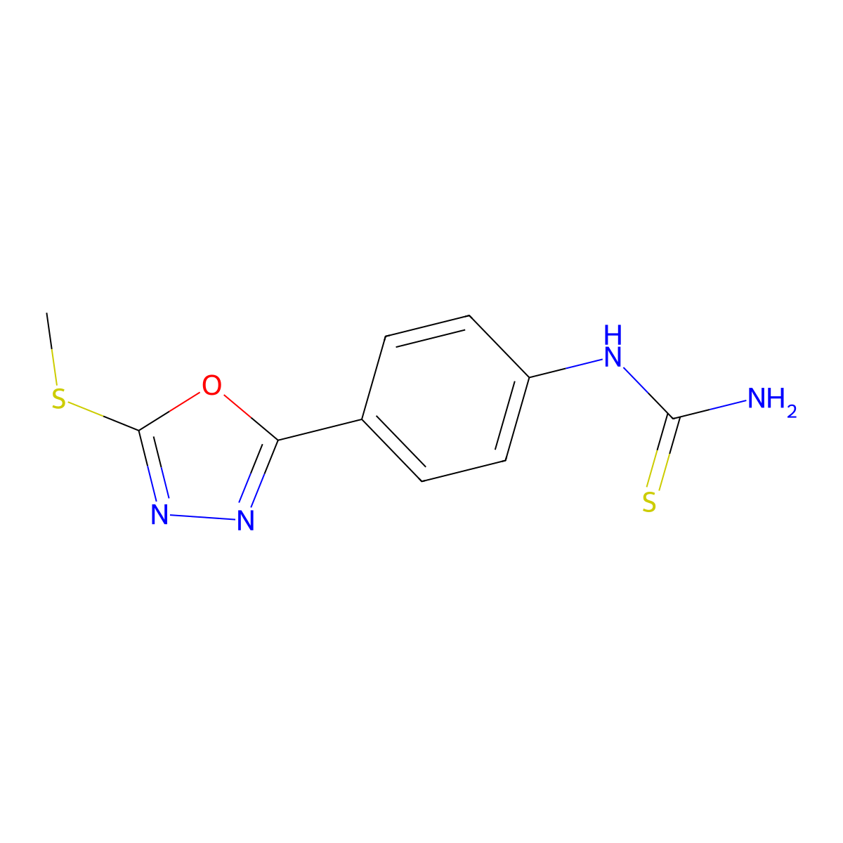 [4-(5-Methylsulfanyl-1,3,4-oxadiazol-2-yl)phenyl]thiourea molecular structure, CAS 316361-26-9