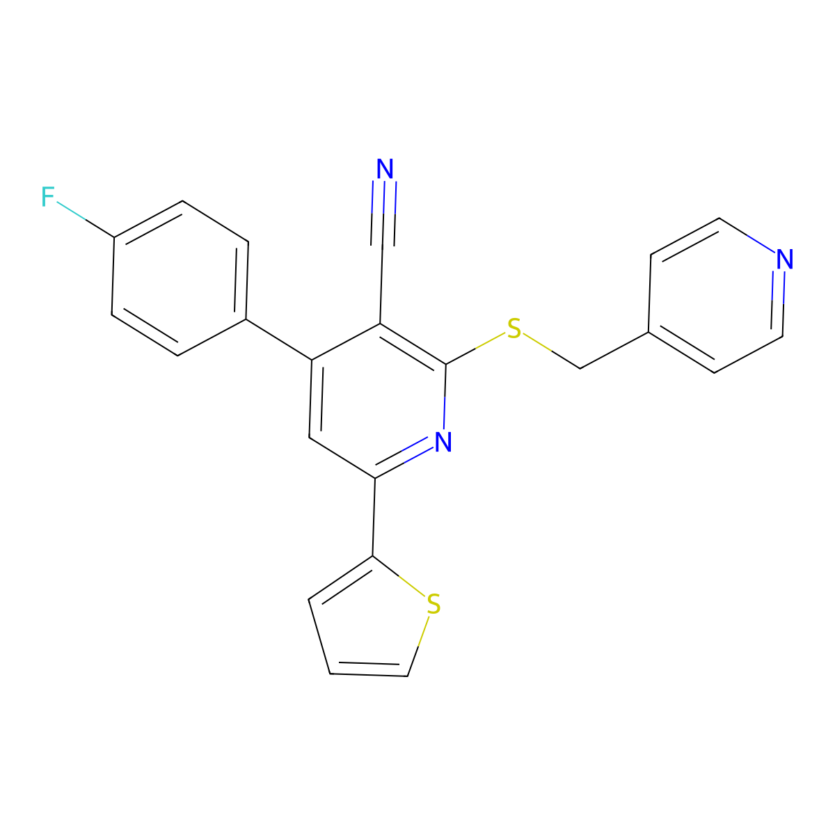 4-(4-Fluorophenyl)-2-[(4-pyridinylmethyl)sulfanyl]-6-(2-thienyl)nicotinonitrile molecular structure, CAS 316361-28-1