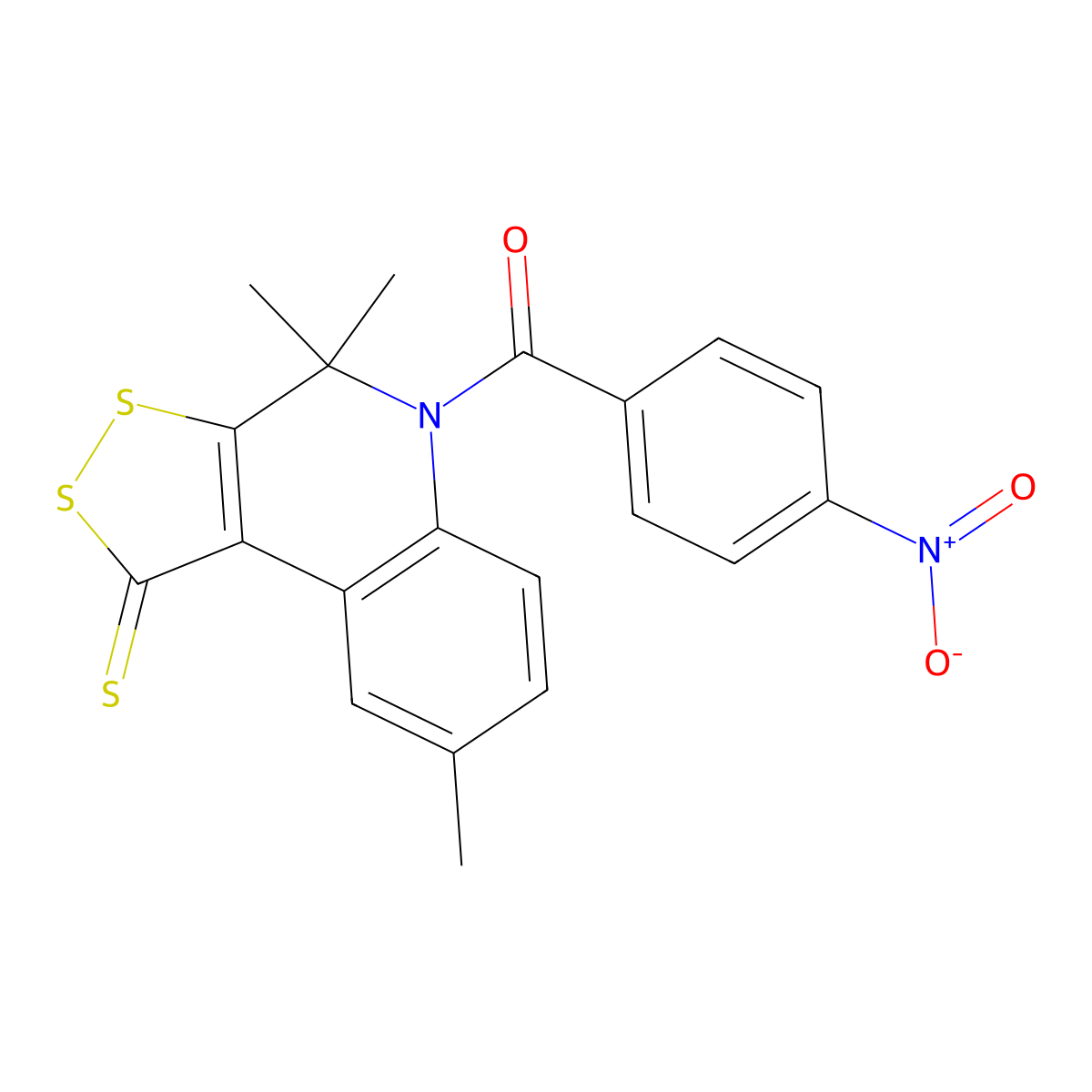 (4-Nitrophenyl)-(4,4,8-trimethyl-1-sulfanylidenedithiolo[3,4-c]quinolin-5-yl)methanone molecular structure, CAS 316361-38-3