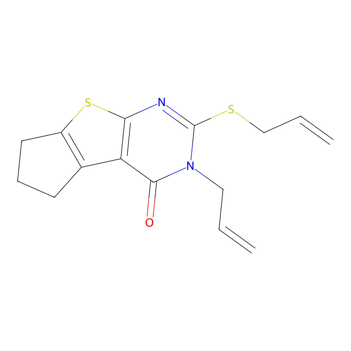 3-allyl-2-(allylthio)-6,7-dihydro-3H-cyclopenta[4,5]thieno[2,3-d]pyrimidin-4(5H)-one molecular structure, CAS 316361-45-2