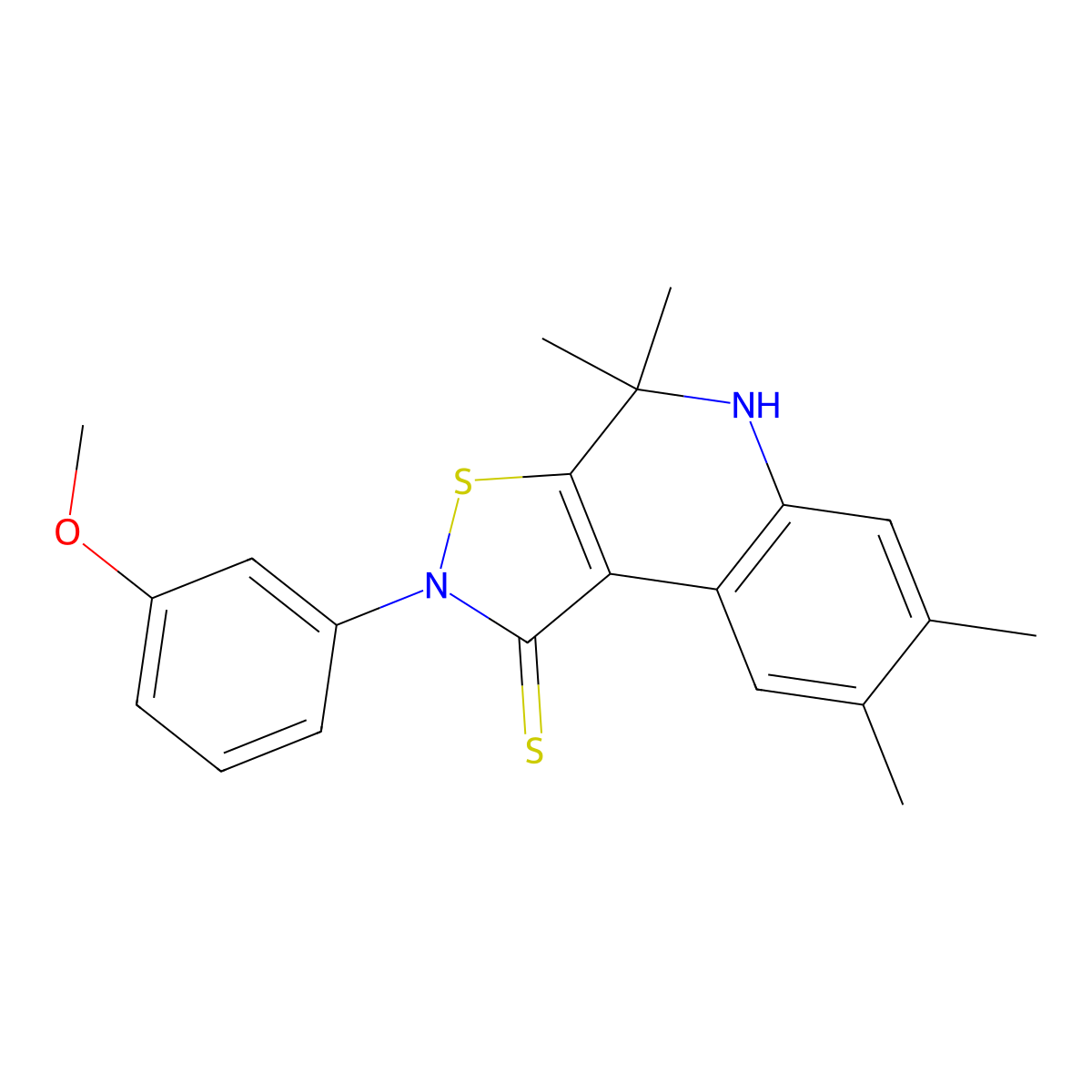 2-(3-methoxyphenyl)-4,4,7,8-tetramethyl-5H-[1,2]thiazolo[5,4-c]quinoline-1-thione molecular structure, CAS 316361-53-2