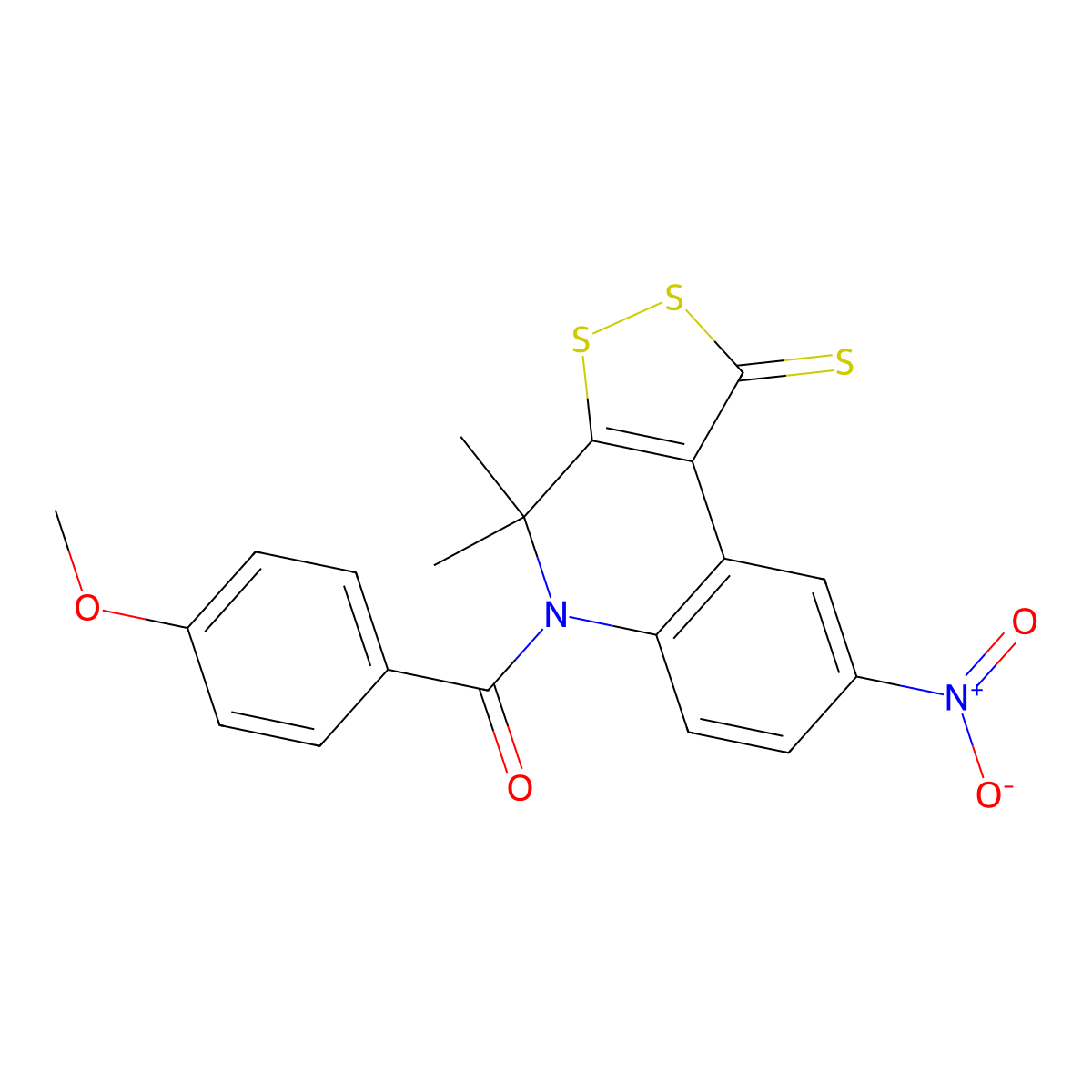 (4,4-Dimethyl-8-nitro-1-sulfanylidenedithiolo[3,4-c]quinolin-5-yl)-(4-methoxyphenyl)methanone molecular structure, CAS 316361-63-4