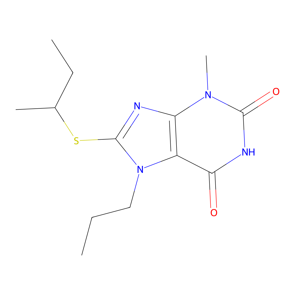 8-Butan-2-ylsulfanyl-3-methyl-7-propylpurine-2,6-dione molecular structure, CAS 316361-77-0