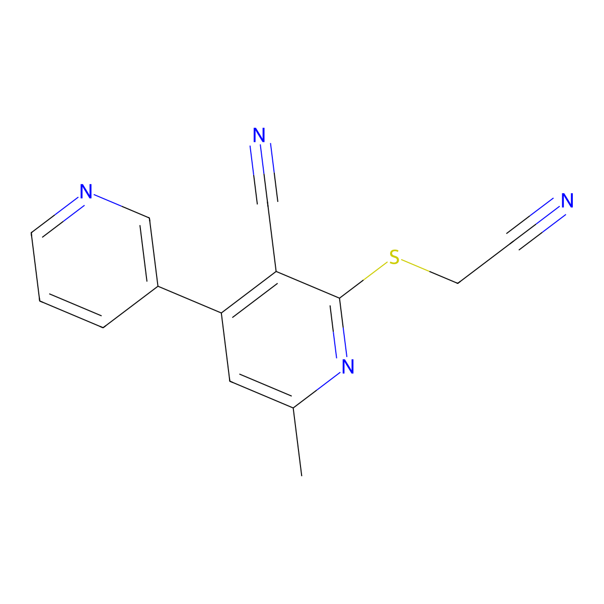 2-(Cyanomethylsulfanyl)-6-methyl-4-pyridin-3-ylpyridine-3-carbonitrile molecular structure, CAS 316361-86-1