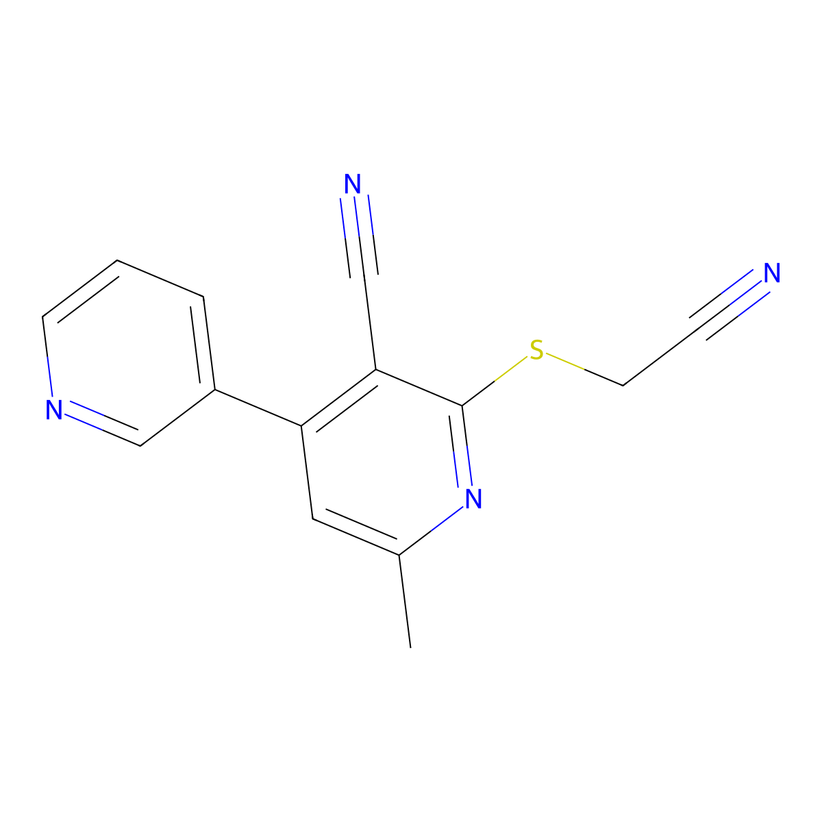 2-(Cyanomethylsulfanyl)-6-methyl-4-pyridin-3-ylpyridine-3-carbonitrile molecular structure, CAS 316361-86-1
