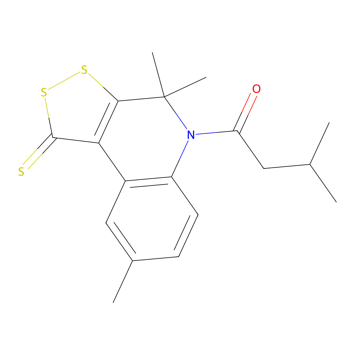 4,4,8-trimethyl-5-(3-methylbutanoyl)-4,5-dihydro-1H-[1,2]dithiolo[3,4-c]quinoline-1-thione molecular structure, CAS 316362-23-9