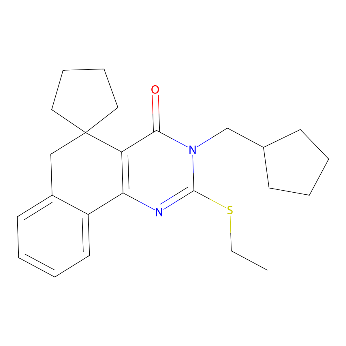 3-(cyclopentylmethyl)-2-ethylsulfanylspiro[6H-benzo[h]quinazoline-5,1'-cyclopentane]-4-one molecular structure, CAS 316362-36-4