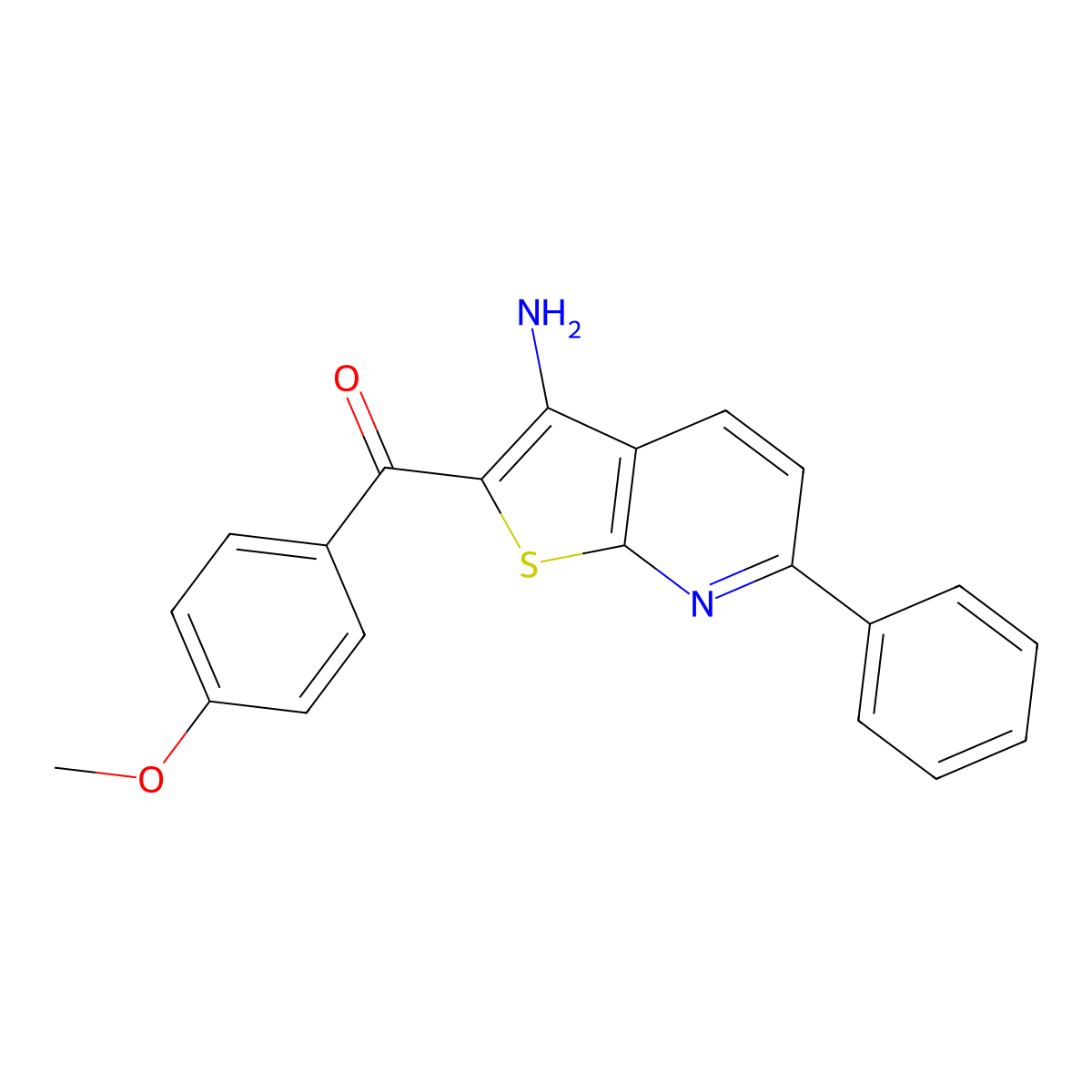 (3-Amino-6-phenylthieno[2,3-b]pyridin-2-yl)(4-methoxyphenyl)methanone molecular structure, CAS 316362-41-1