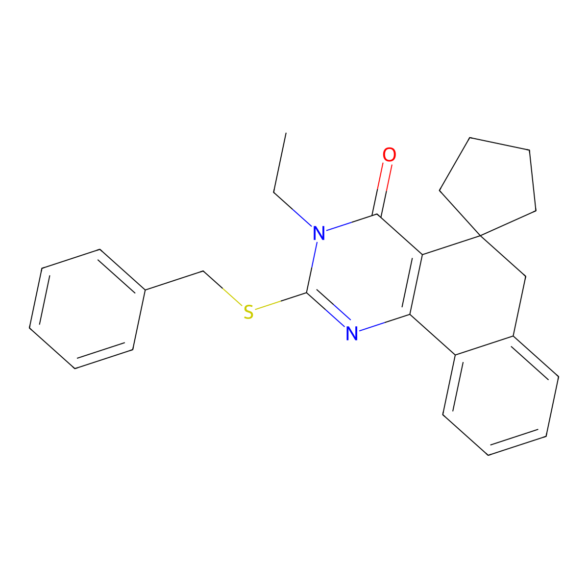 2-(benzylsulfanyl)-3-ethyl-3H-spiro[benzo[h]quinazoline-5,1'-cyclopentan]-4(6H)-one molecular structure, CAS 316362-61-5