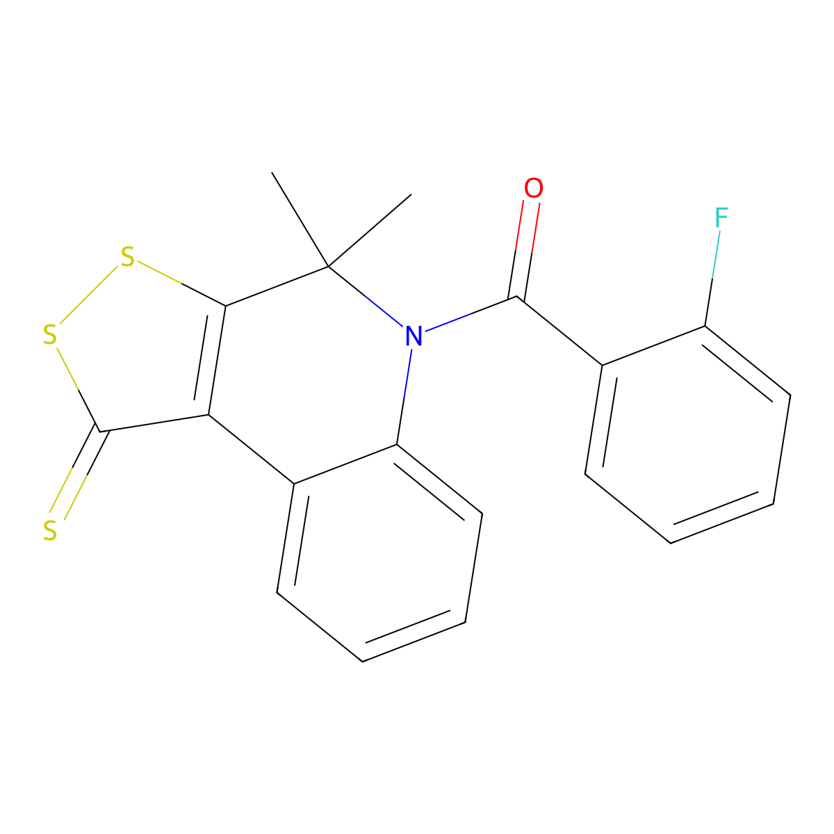 (4,4-dimethyl-1-thioxo-1,4-dihydro-5H-[1,2]dithiolo[3,4-c]quinolin-5-yl)(2-fluorophenyl)methanone molecular structure, CAS 316362-62-6