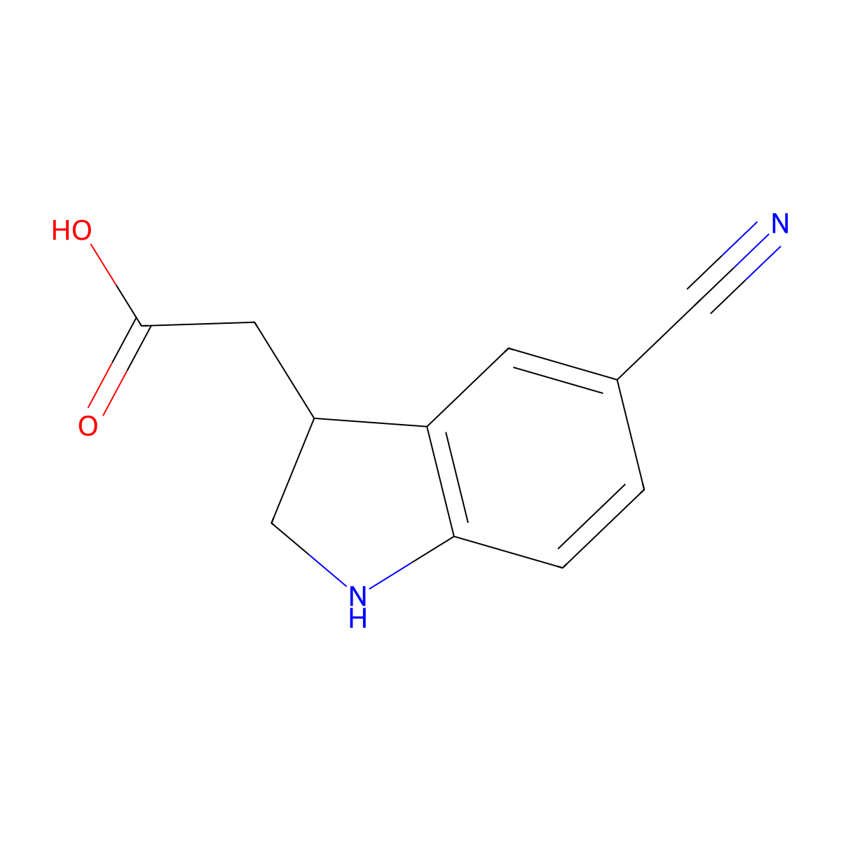 2-(5-cyano-2,3-dihydro-1H-indol-3-yl)acetic Acid molecular structure, CAS 316364-36-0