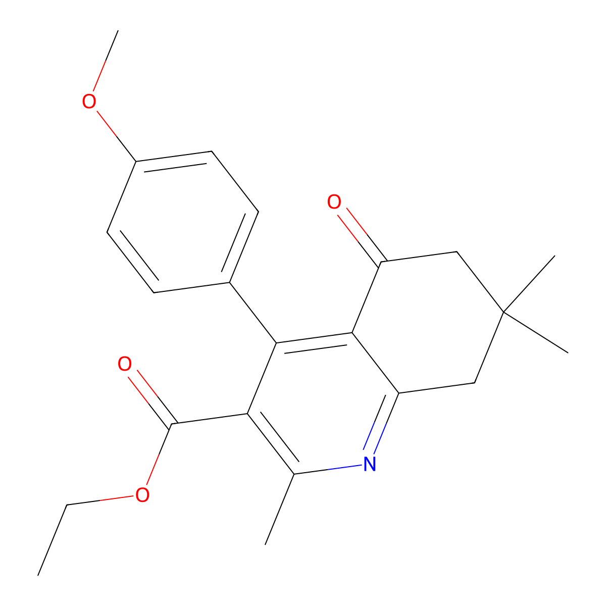 Ethyl 4-(4-methoxyphenyl)-2,7,7-trimethyl-5-oxo-5,6,7,8-tetrahydro-3-quinolinecarboxylate molecular structure, CAS 316365-47-6