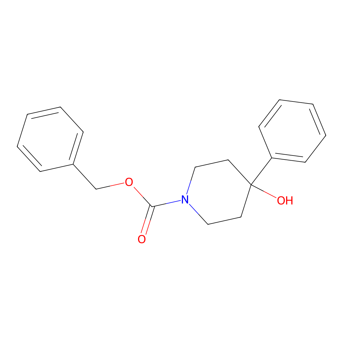 Benzyl 4-hydroxy-4-phenylpiperidine-1-carboxylate molecular structure, CAS 31637-11-3
