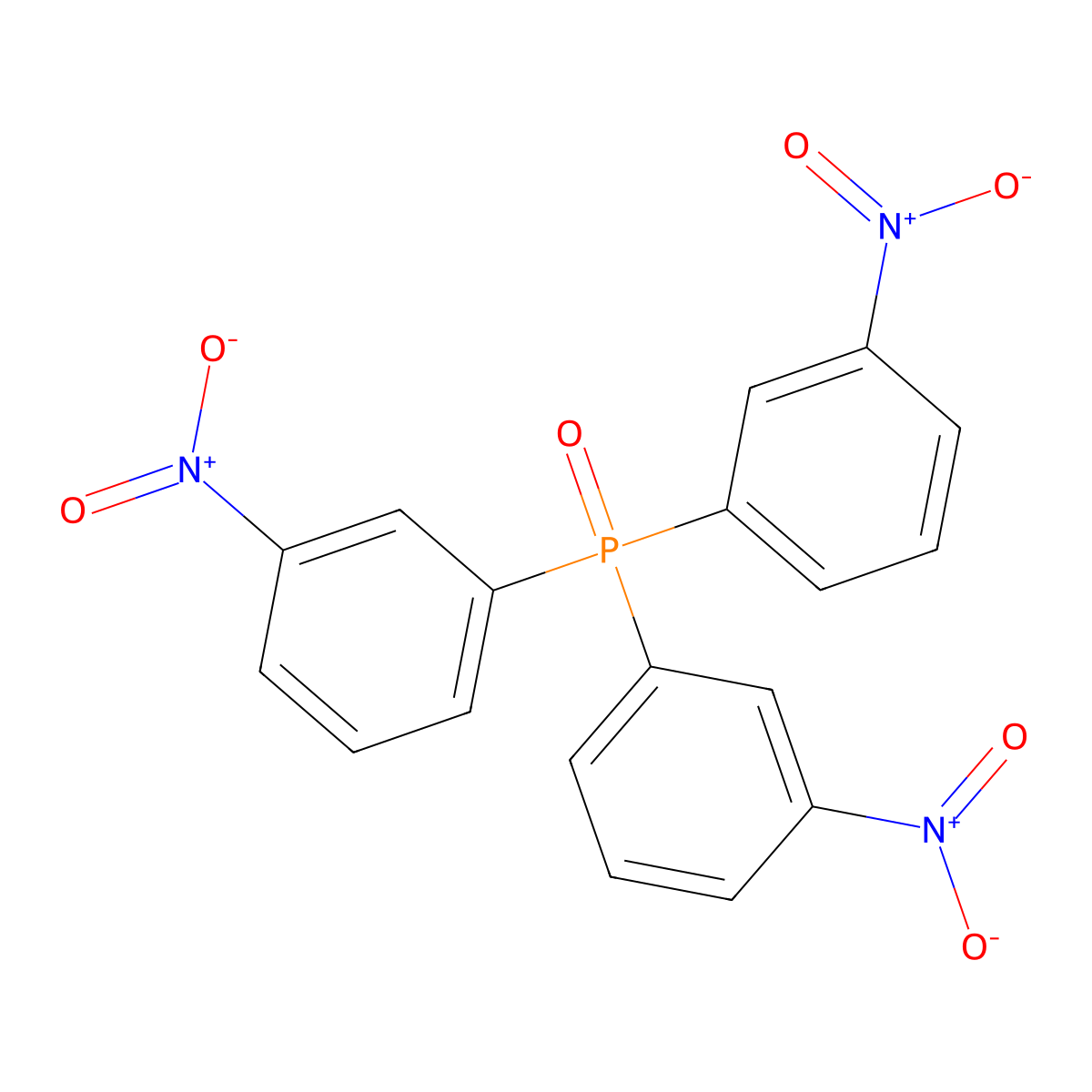 Tris(3-nitrophenyl)phosphine oxide molecular structure, CAS 31638-89-8