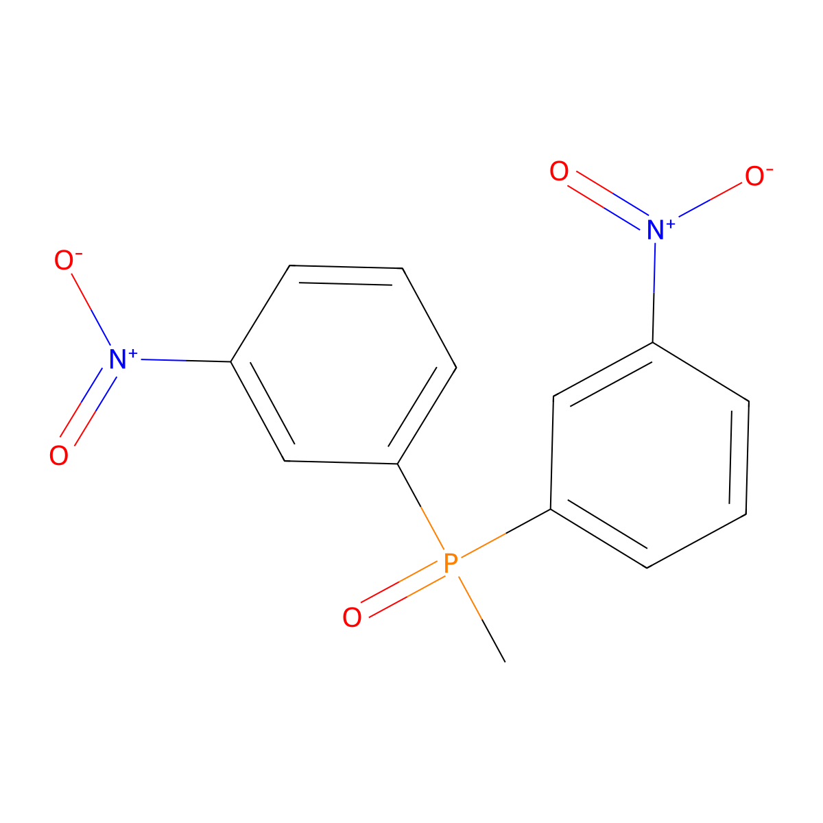 Bis-(3-nitrophenyl)-methylphosphine oxide molecular structure, CAS 31638-90-1