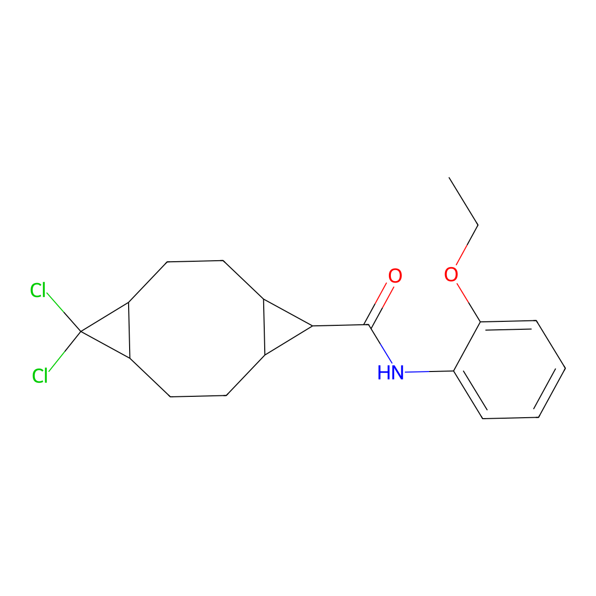 10,10-dichloro-N-(2-ethoxyphenyl)tricyclo[7.1.0.0~4,6~]decane-5-carboxamide molecular structure, CAS 316383-24-1