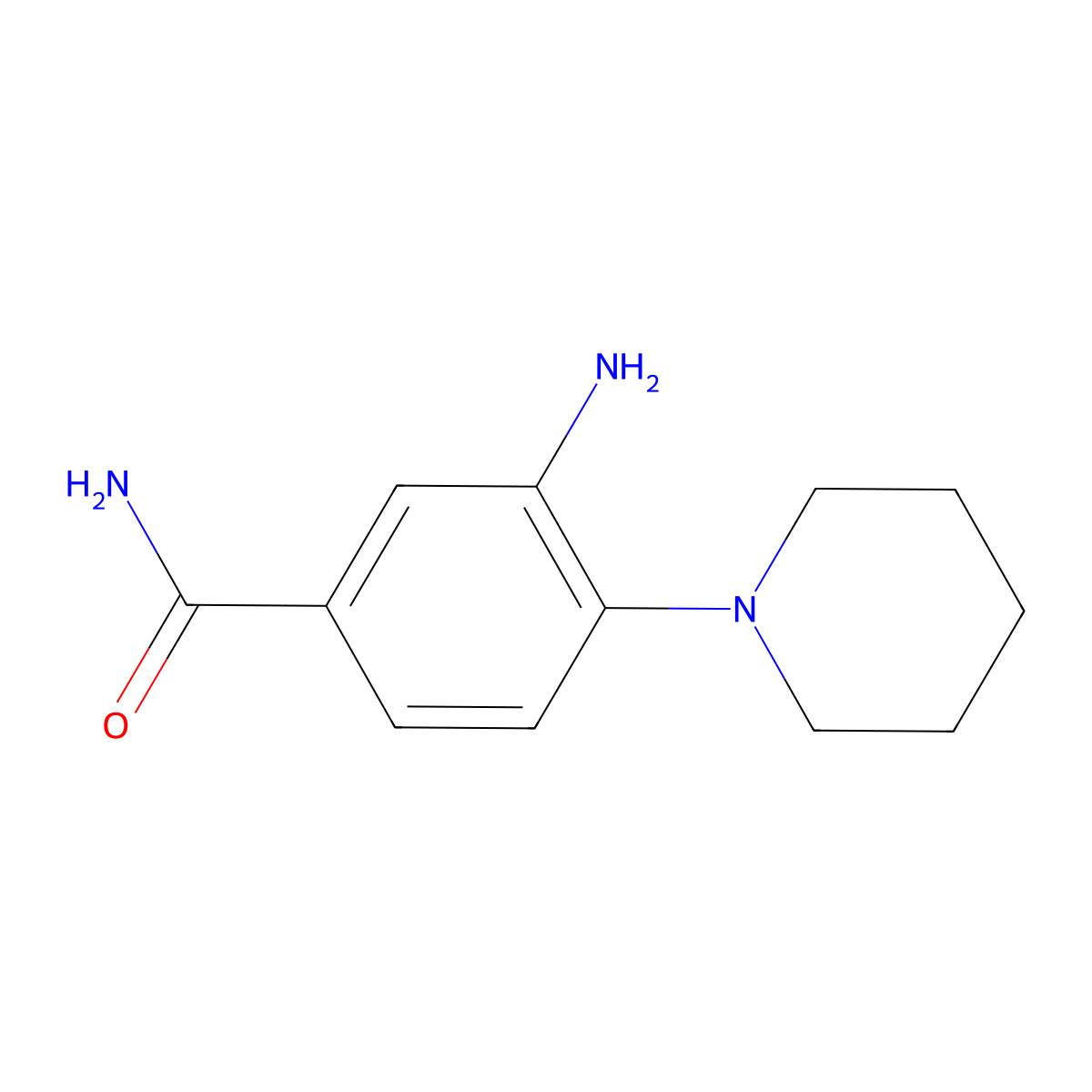 3-Amino-4-(piperidin-1-yl)benzamide molecular structure, CAS 31642-95-2