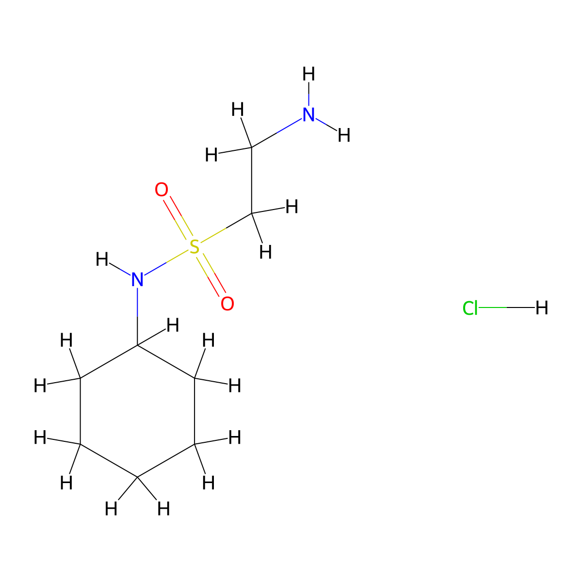 2-amino-N-cyclohexylethane-1-sulfonamide hydrochloride molecular structure, CAS 31644-51-6