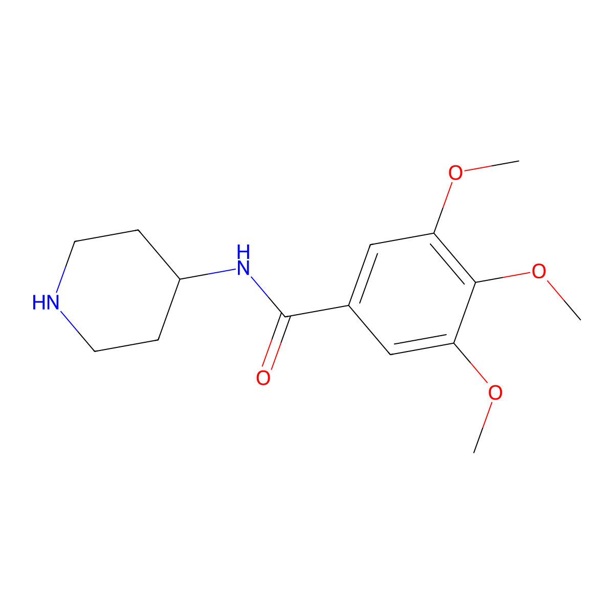 3,4,5-trimethoxy-N-4-piperidinylBenzamide molecular structure, CAS 31648-51-8