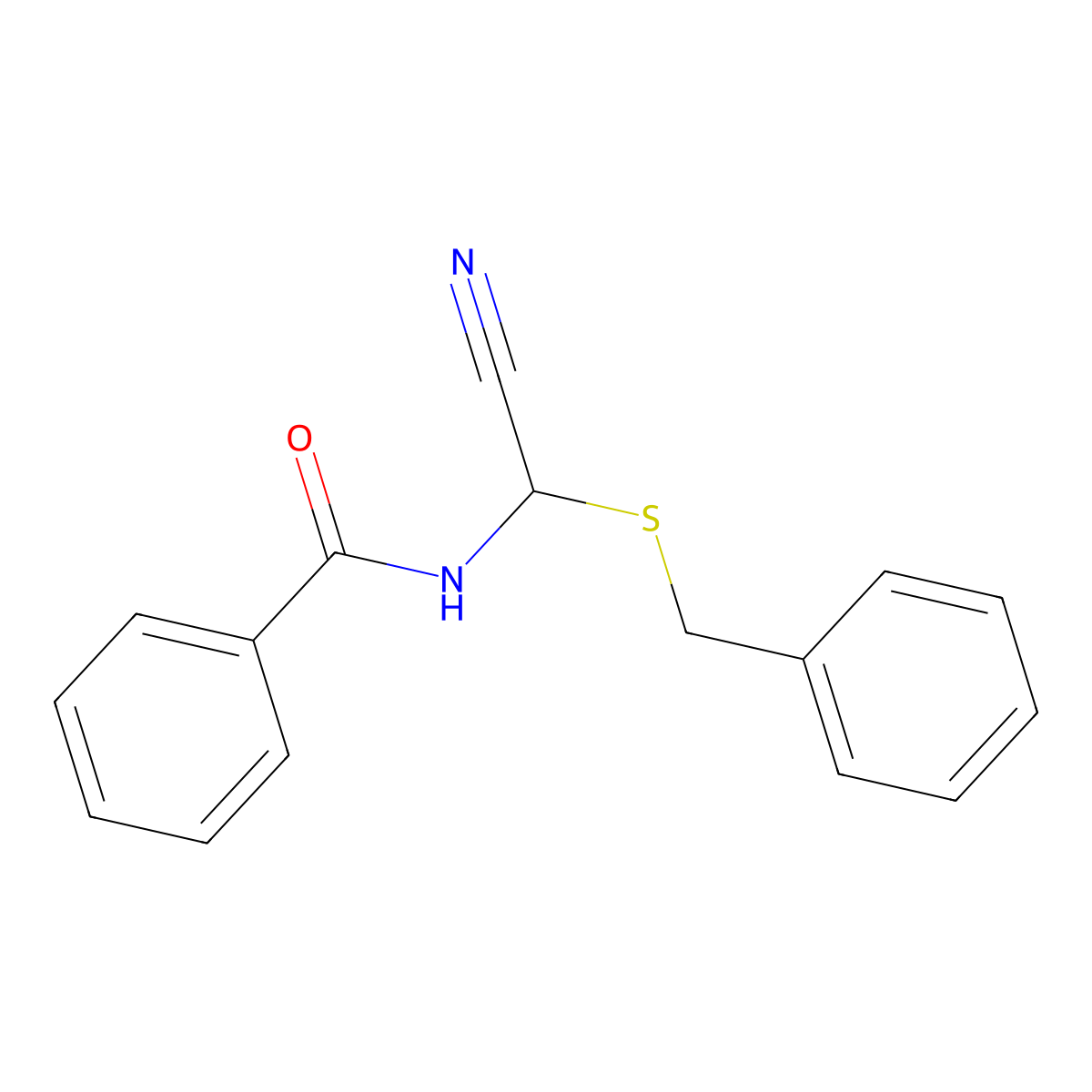 Benzamide, N-((benzylthio)cyanomethyl)- molecular structure, CAS 31657-19-9