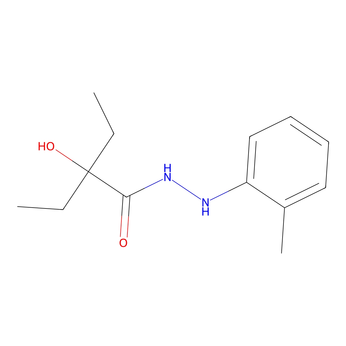 2-Ethyl-2-hydroxybutanoic acid 2-(2-methylphenyl)hydrazide molecular structure, CAS 3166-48-1