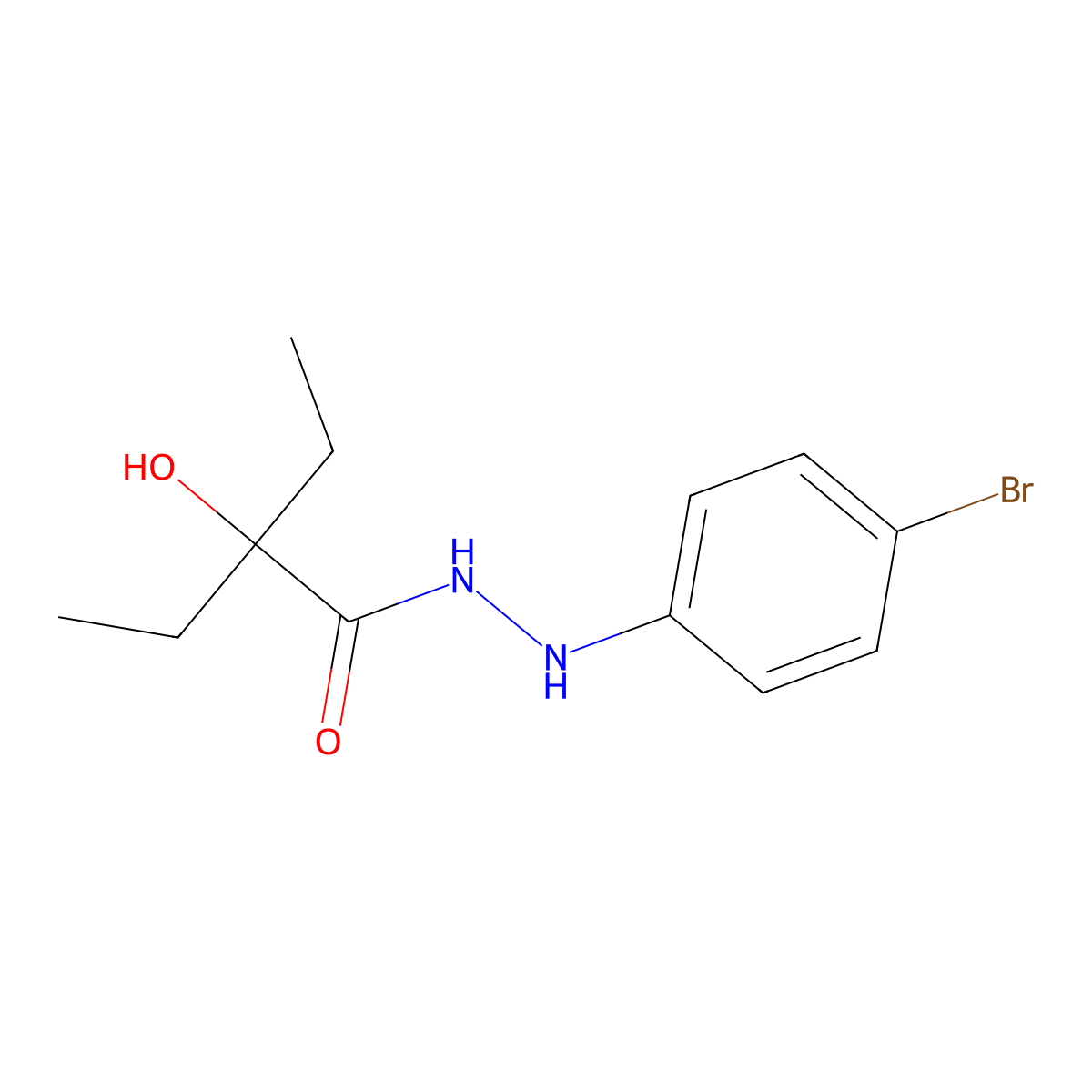Butyric acid, 2-ethyl-2-hydroxy-, 2-(p-bromophenyl)hydrazide molecular structure, CAS 3166-49-2