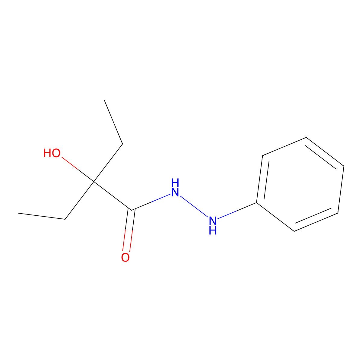 2-Ethyl-2-hydroxybutanoic acid 2-phenylhydrazide molecular structure, CAS 3166-50-5