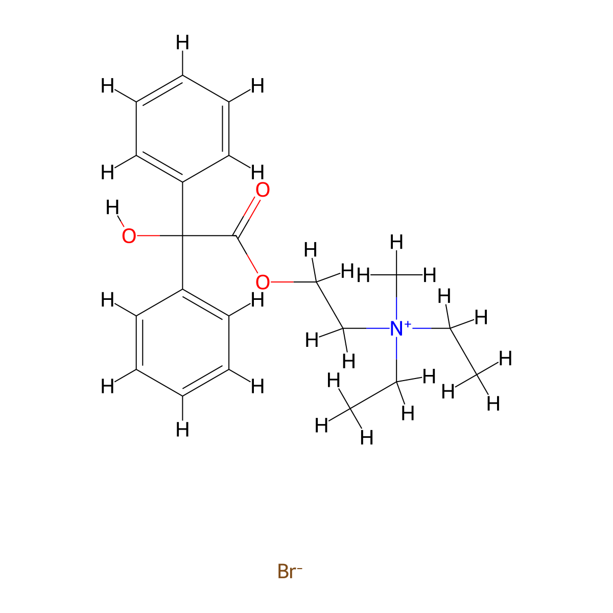 Ethanaminium, N,N-diethyl-2-((2-hydroxy-2,2-diphenylacetyl)oxy)-N-methyl-, bromide (1:1) molecular structure, CAS 3166-62-9