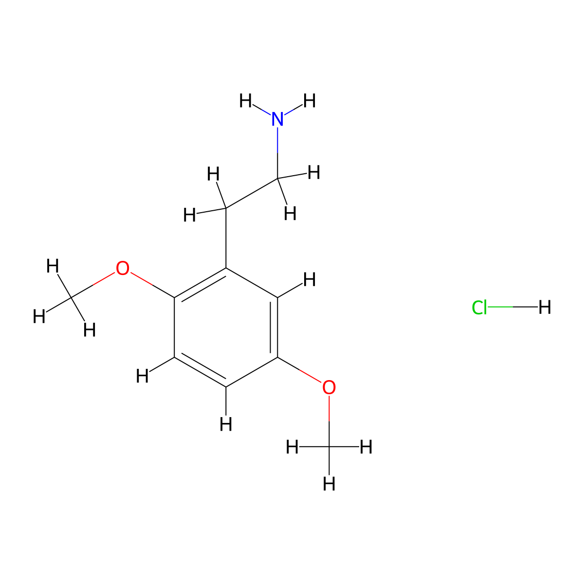2,5-Dimethoxyphenethylamine hydrochloride molecular structure, CAS 3166-74-3