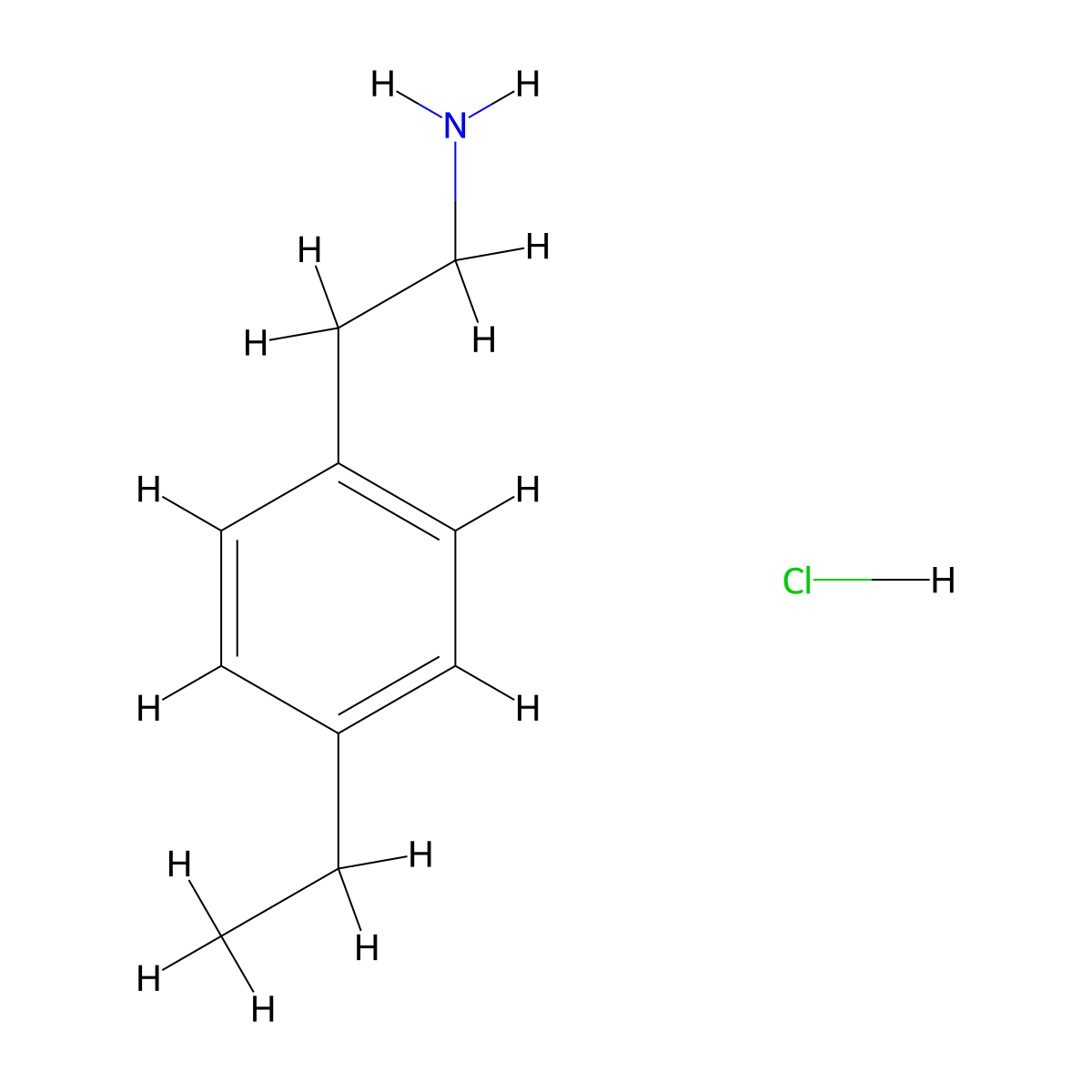 4-Ethylbenzeneethanamine hydrochloride molecular structure, CAS 3166-88-9