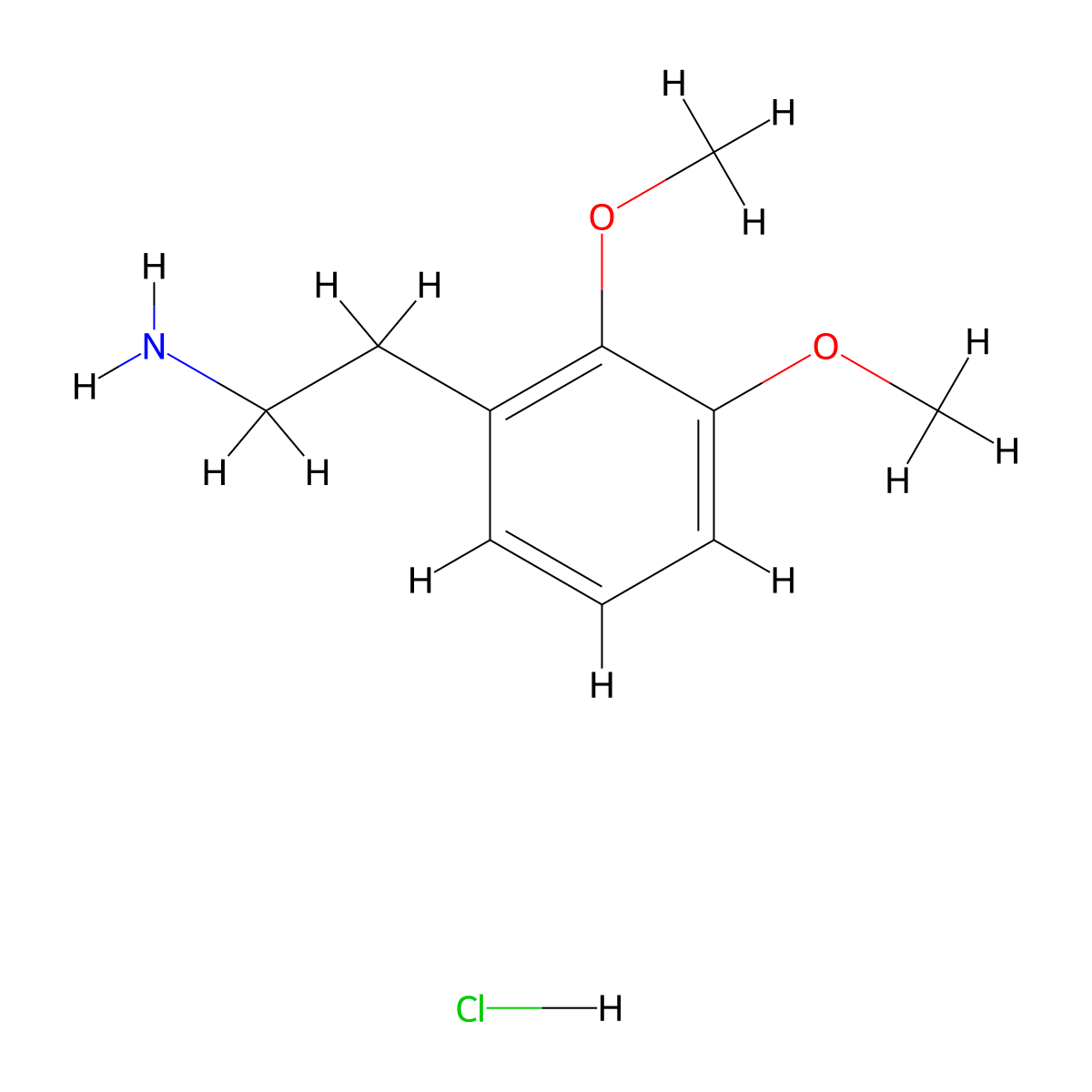 2-(2,3-Dimethoxyphenyl)ethan-1-amine hydrochloride molecular structure, CAS 3166-89-0