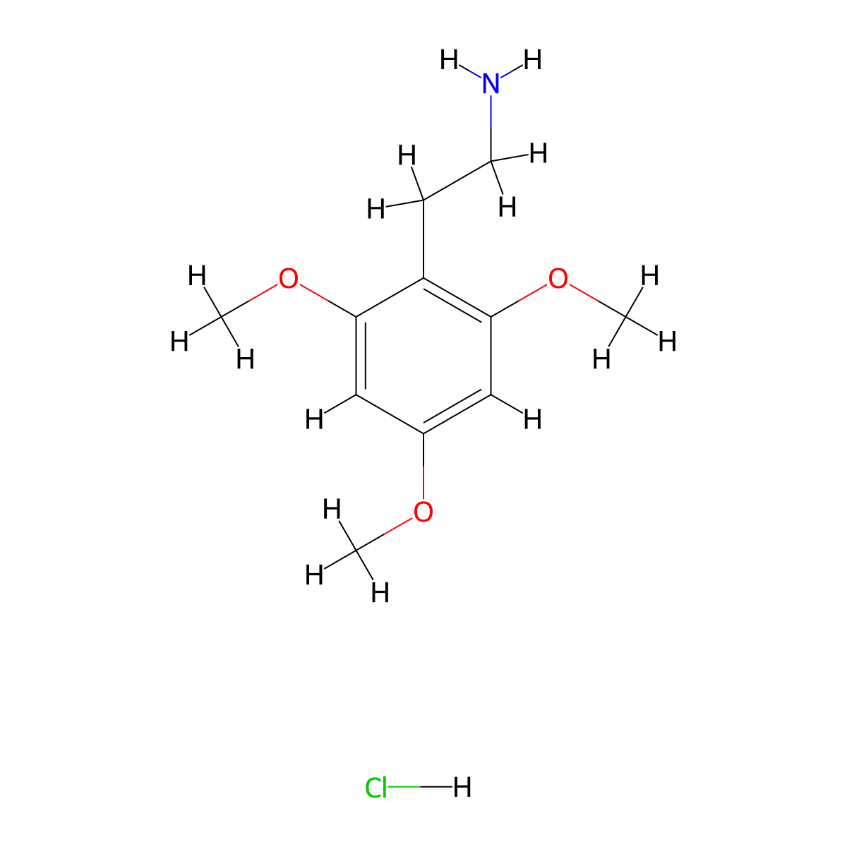 2,4,6-TMPEA (hydrochloride) molecular structure, CAS 3166-90-3