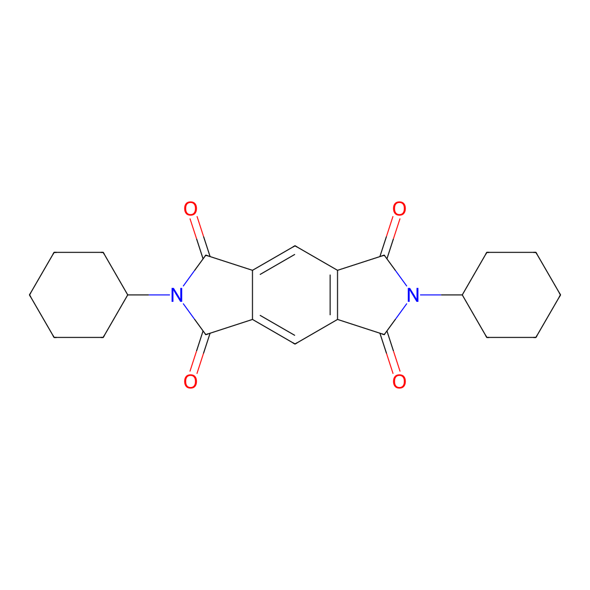 2,6-Dicyclohexylpyrrolo[3,4-f]isoindole-1,3,5,7(2H,6H)-tetrone molecular structure, CAS 31663-85-1
