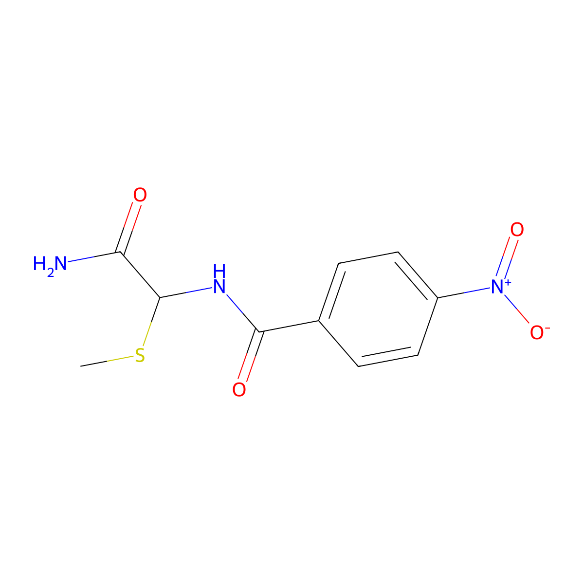 N-(2-amino-1-methylsulfanyl-2-oxoethyl)-4-nitrobenzamide molecular structure, CAS 31666-20-3