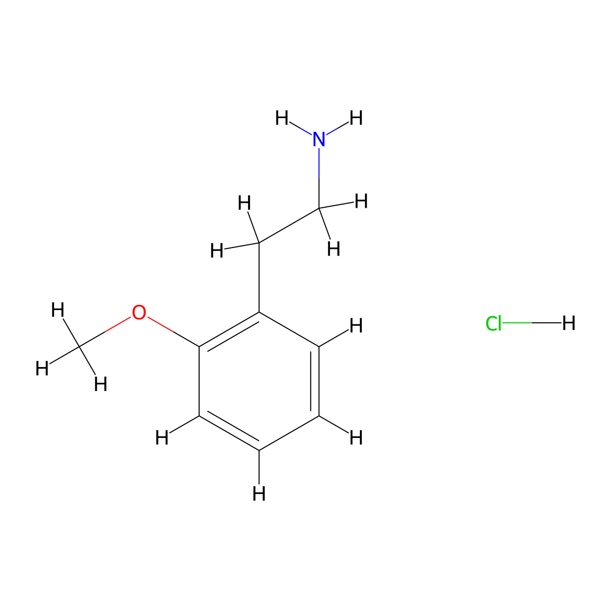 2-Methoxyphenylethylamine Hydrochloride molecular structure, CAS 3167-07-5
