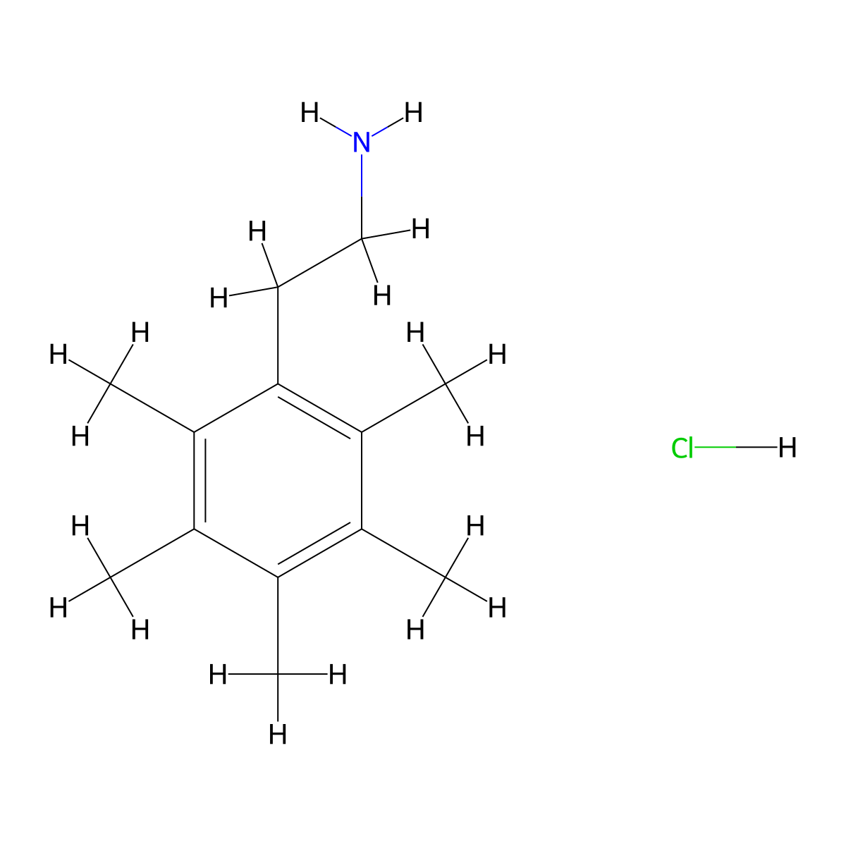 2-(2,3,4,5,6-Pentamethylphenyl)ethan-1-amine hydrochloride molecular structure, CAS 3167-13-3