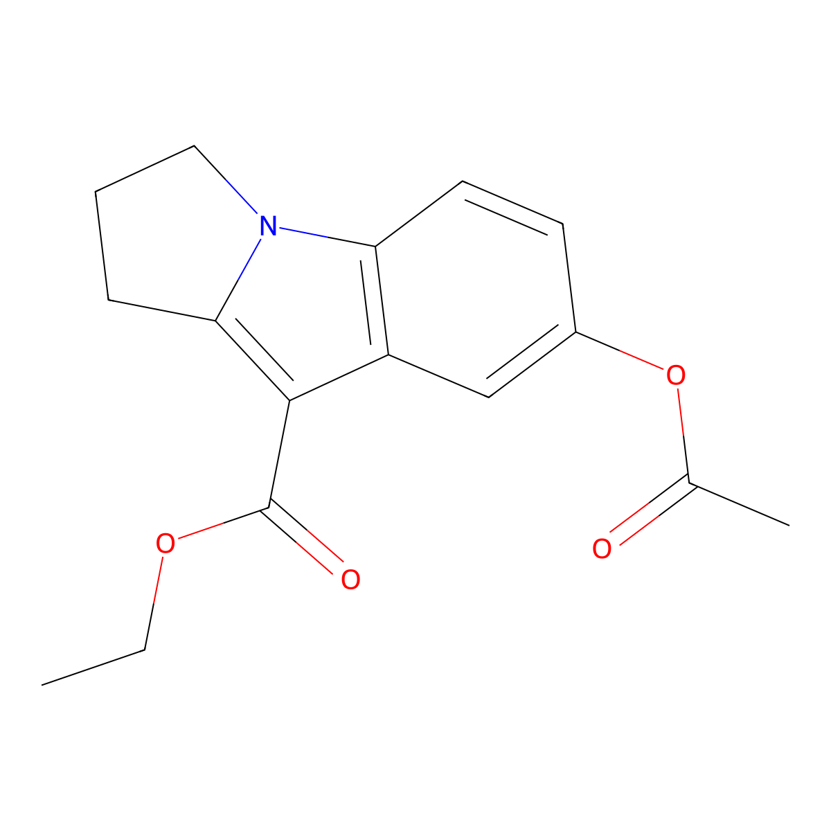 ethyl 7-(acetyloxy)-2,3-dihydro-1H-pyrrolo[1,2-a]indole-9-carboxylate molecular structure, CAS 31676-33-2