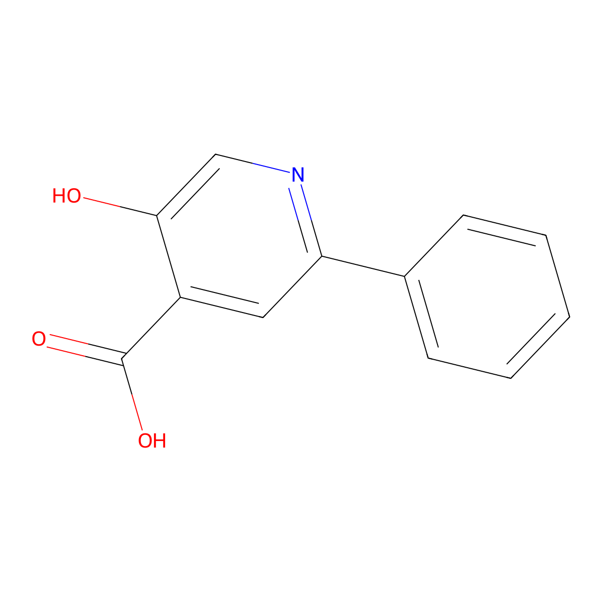 5-Hydroxy-2-phenylpyridine-4-carboxylic acid molecular structure, CAS 31676-53-6
