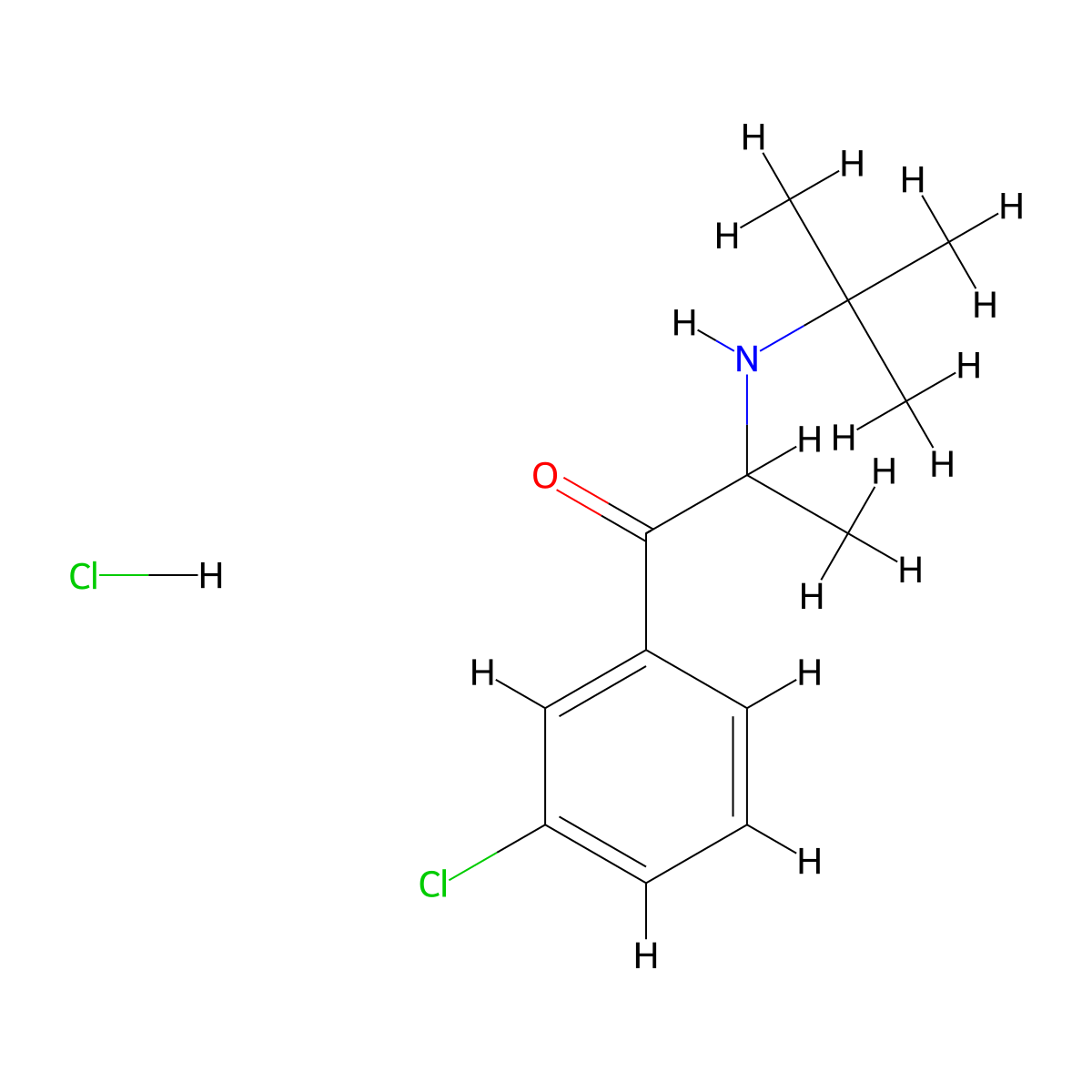 Bupropion Hydrochloride molecular structure, CAS 31677-93-7