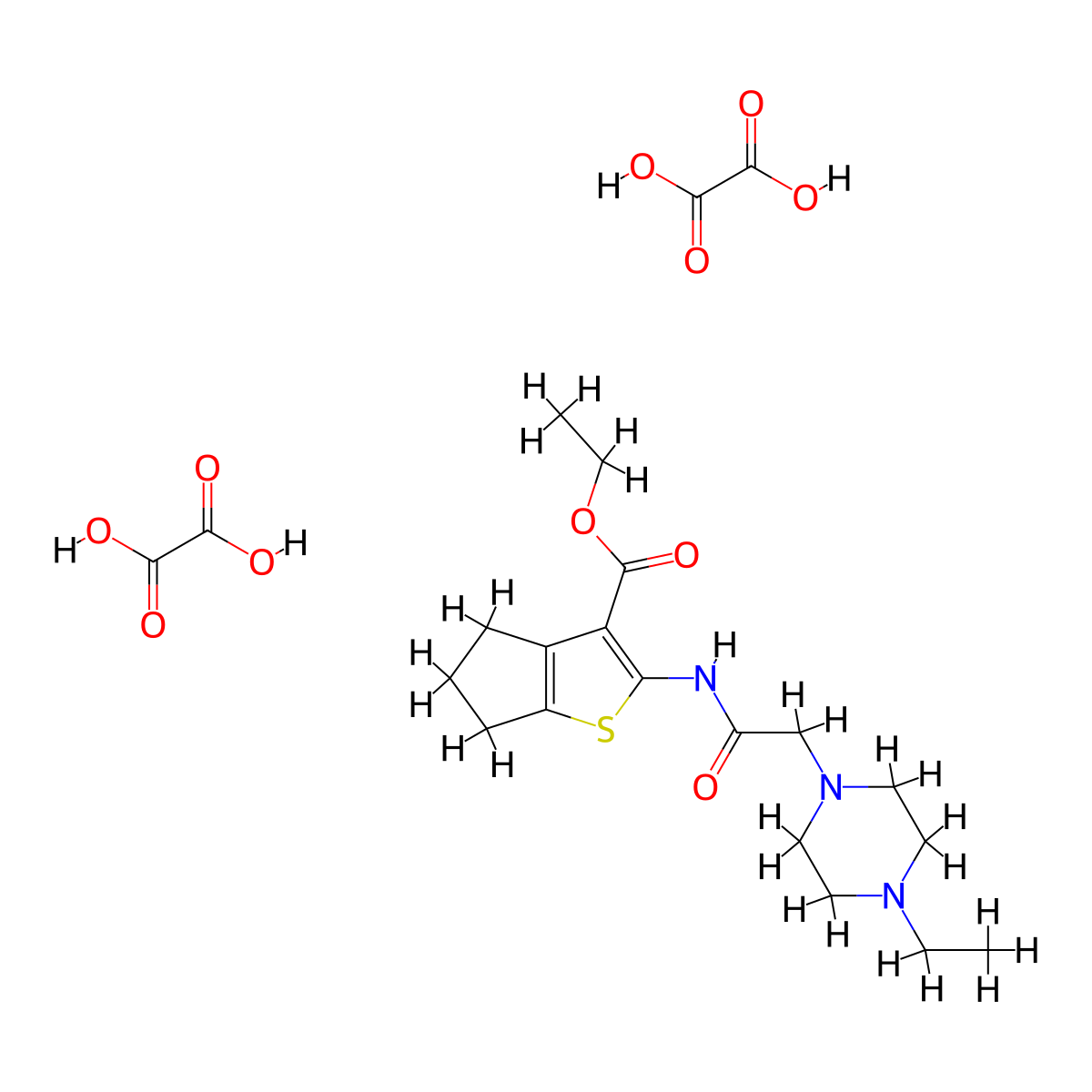 ethyl 2-(2-(4-ethylpiperazin-1-yl)acetamido)-5,6-dihydro-4H-cyclopenta[b]thiophene-3-carboxylate dioxalate molecular structure, CAS 316806-61-8