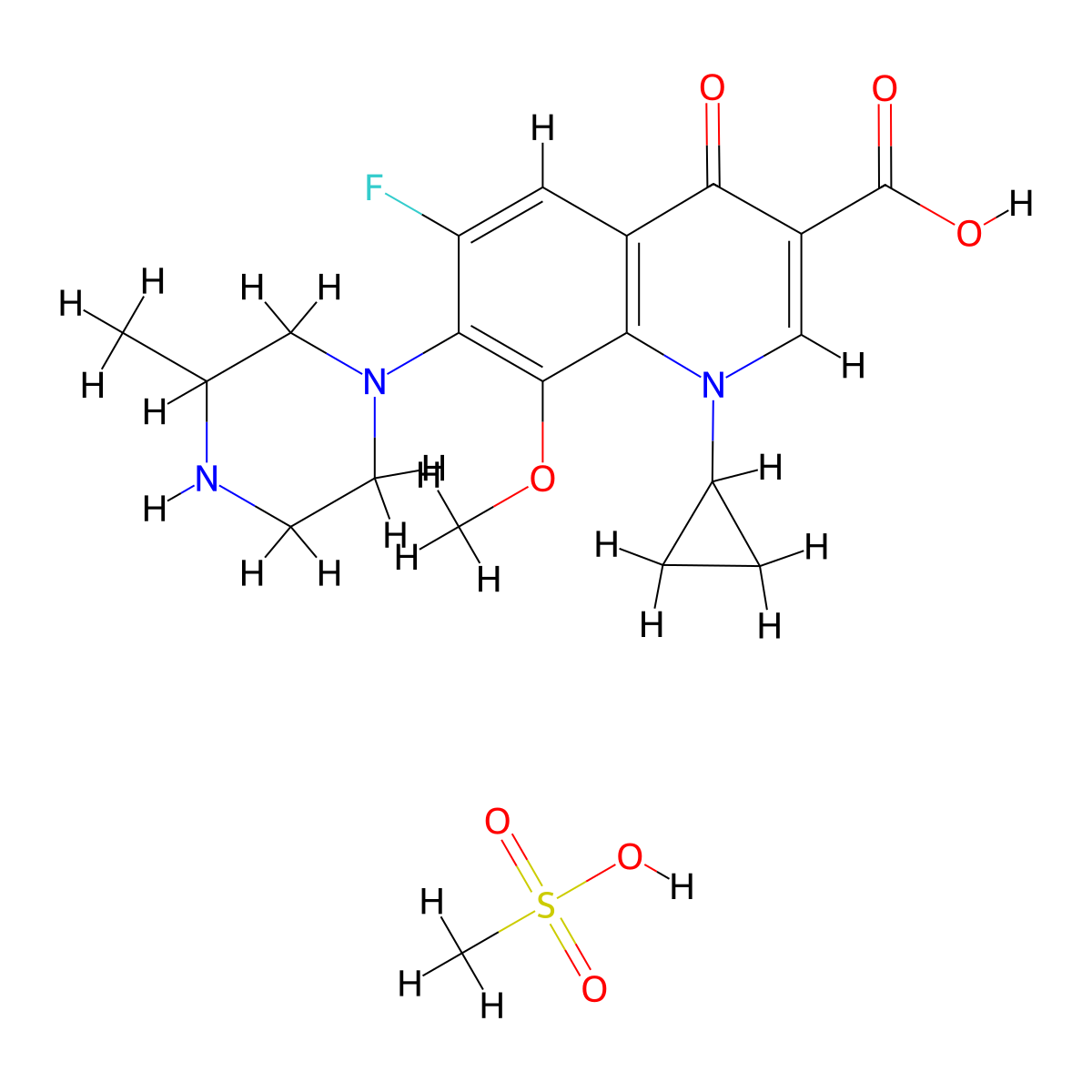 Gatifloxacin mesylate molecular structure, CAS 316819-28-0