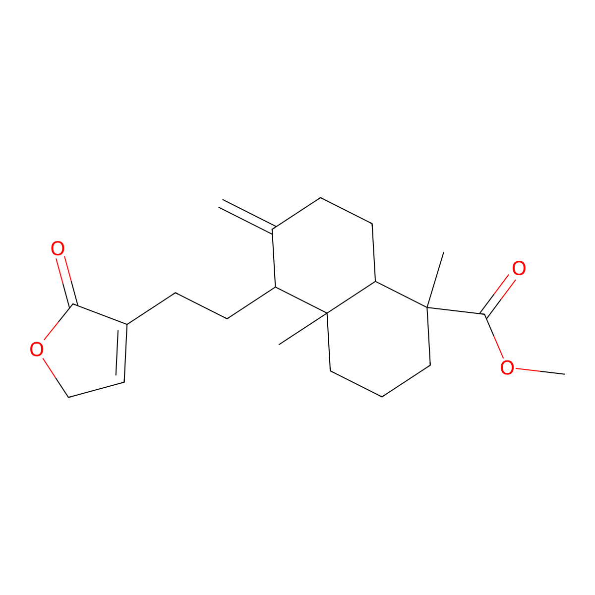 Methyl (1S,4aR,5S,8aR)-5-(2-(2,5-dihydro-2-oxo-3-furanyl)ethyl)decahydro-1,4a-dimethyl-6-methylene-1-naphthalenecarboxylate molecular structure, CAS 31685-80-0