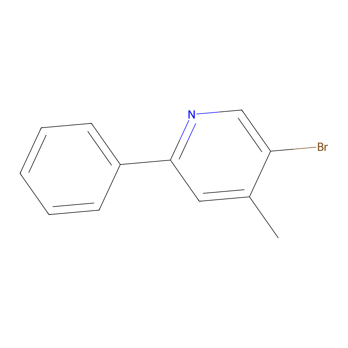 5-Bromo-4-methyl-2-phenyl-pyridine molecular structure, CAS 31686-64-3